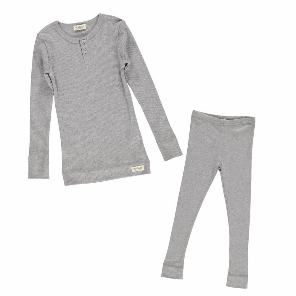 NEW MARMAR COPENHAGEN boy's long sleeve ribbed henley set in grey
